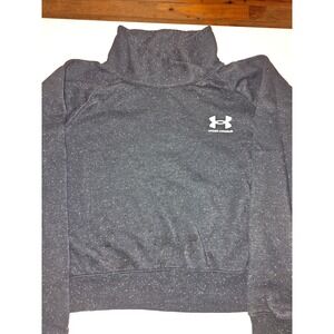 Under Armour Womens Funnel Neck Speckled Fleece Sweatshirt Gray Loose Fit Large
